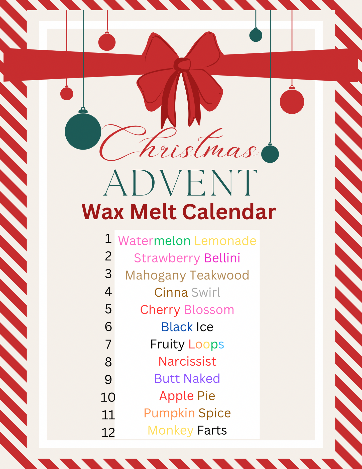 Christmas Advent Wax Melt Calendar